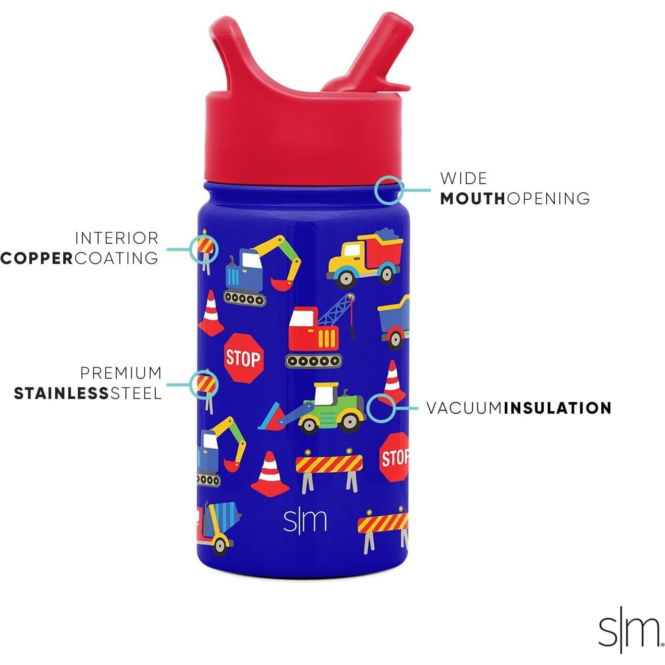 Botella de Agua Aislada Simple Modern 414ml Niños Construcción