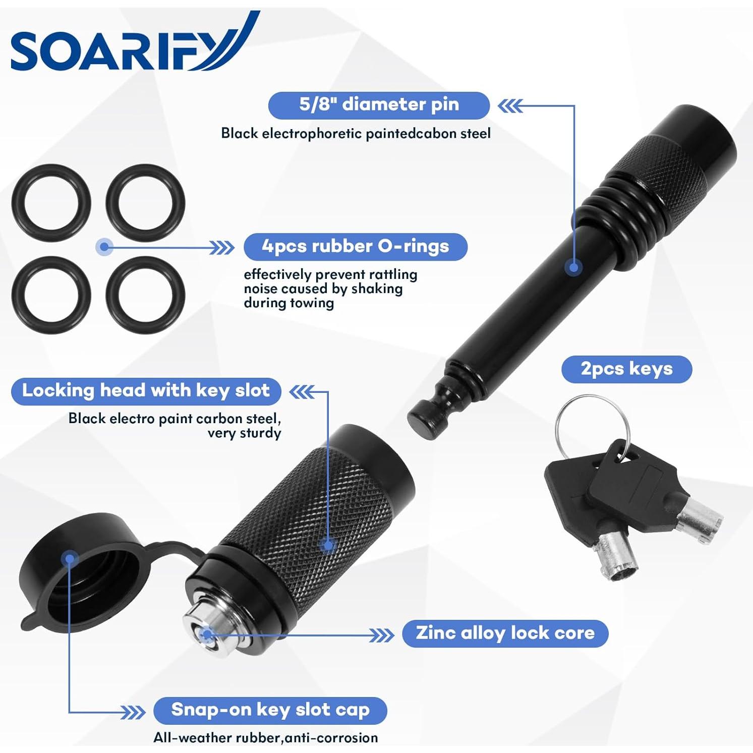 Cerradura de Enganche de Remolque Soarify 5/8" x 3" Antirrobo