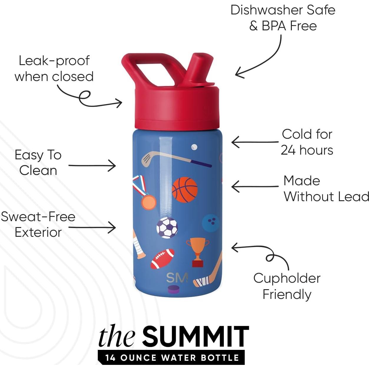 Botella de Agua Aislada Simple Modern 414ml Niños Pelotas