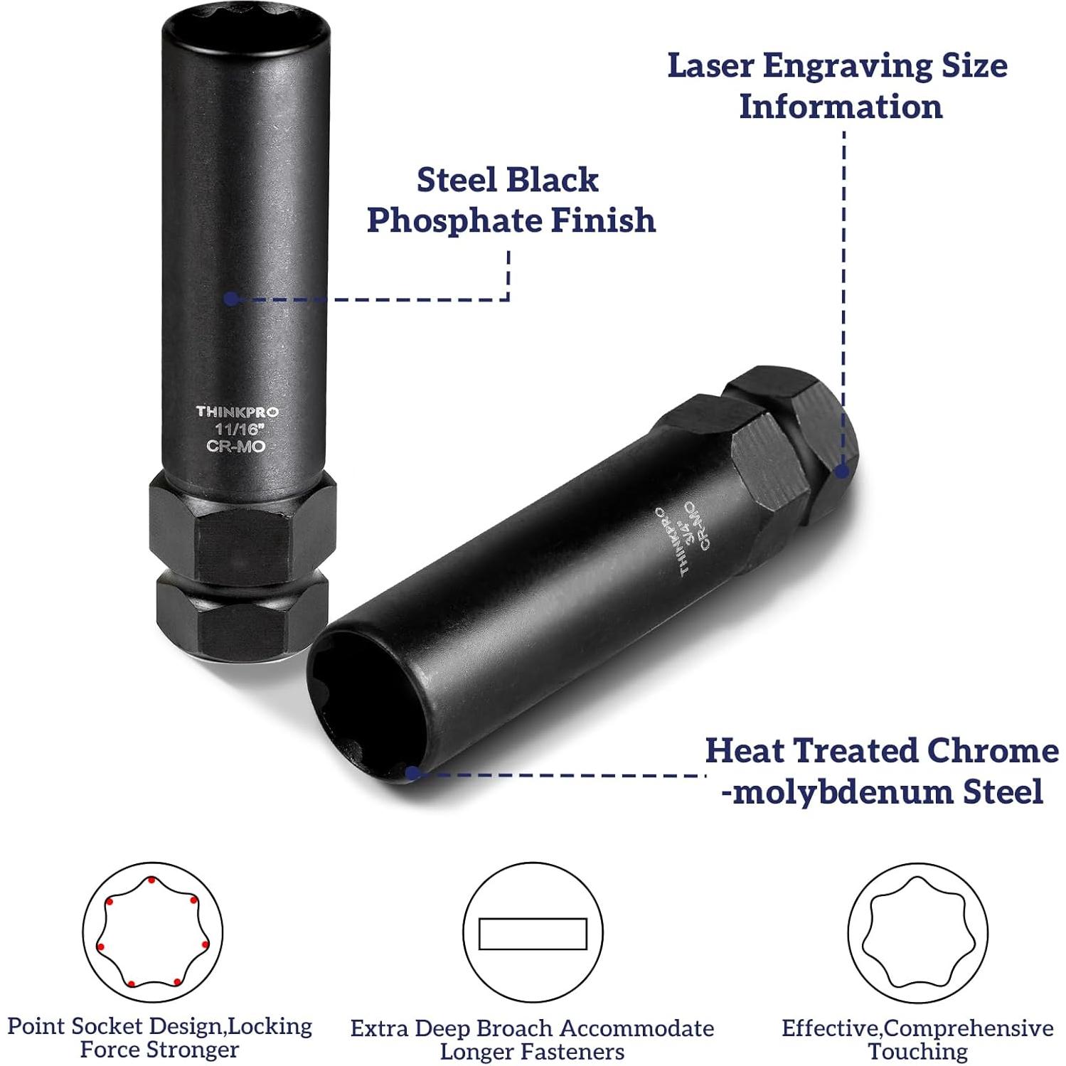 Juego de Llaves para Tuercas Spline Thinkpro 8 Piezas Acero Cr-Mo