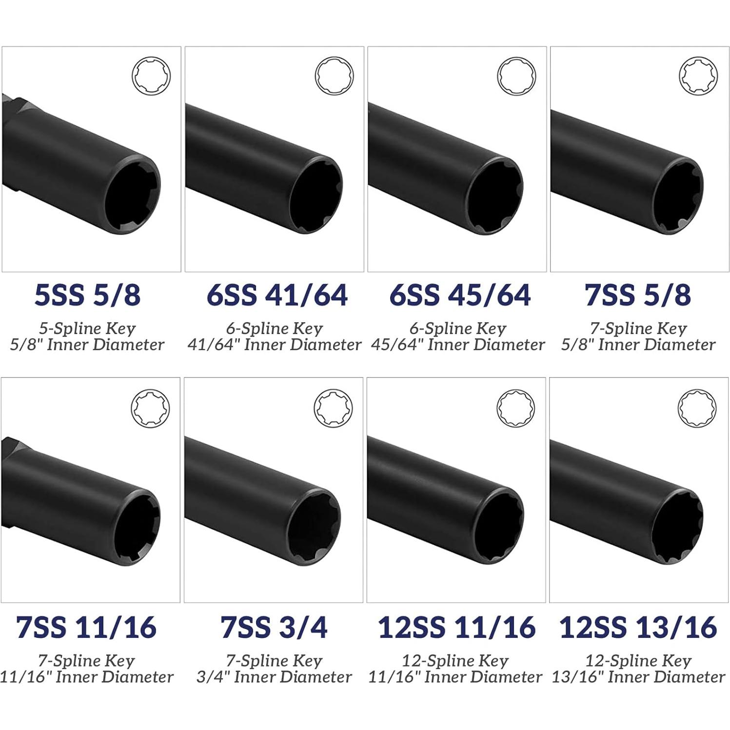 Juego de Llaves para Tuercas Spline Thinkpro 8 Piezas Acero Cr-Mo