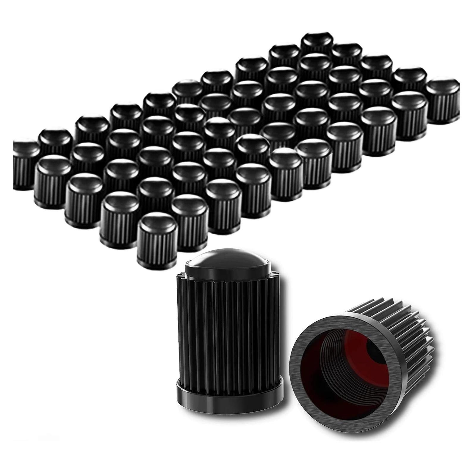 CKAuto 50 Tapas de Válvula Neumático Universal Negro