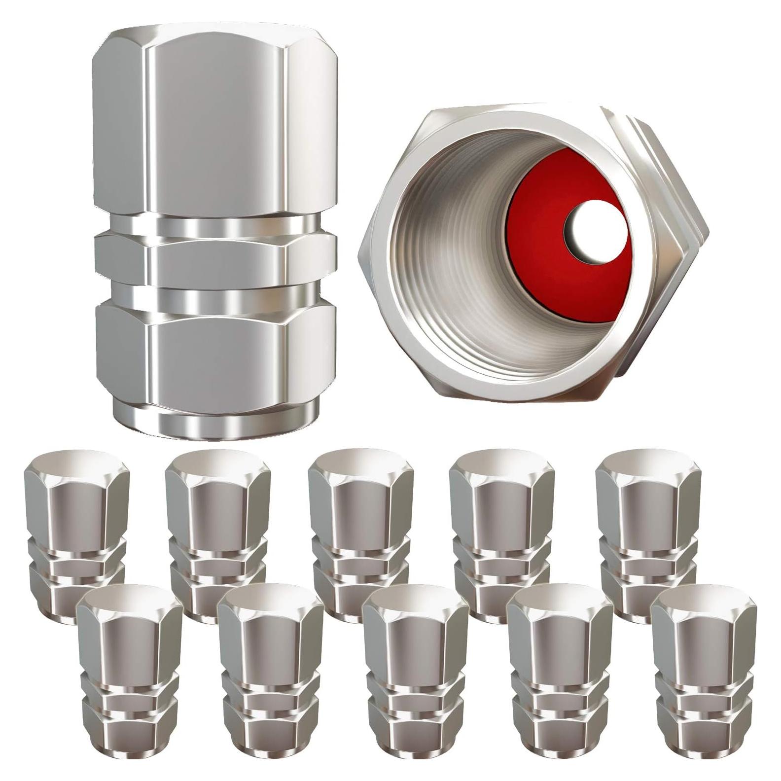 Tapas de Válvula de Neumático SAMIKIVA - Paquete de 12, Aluminio Plata