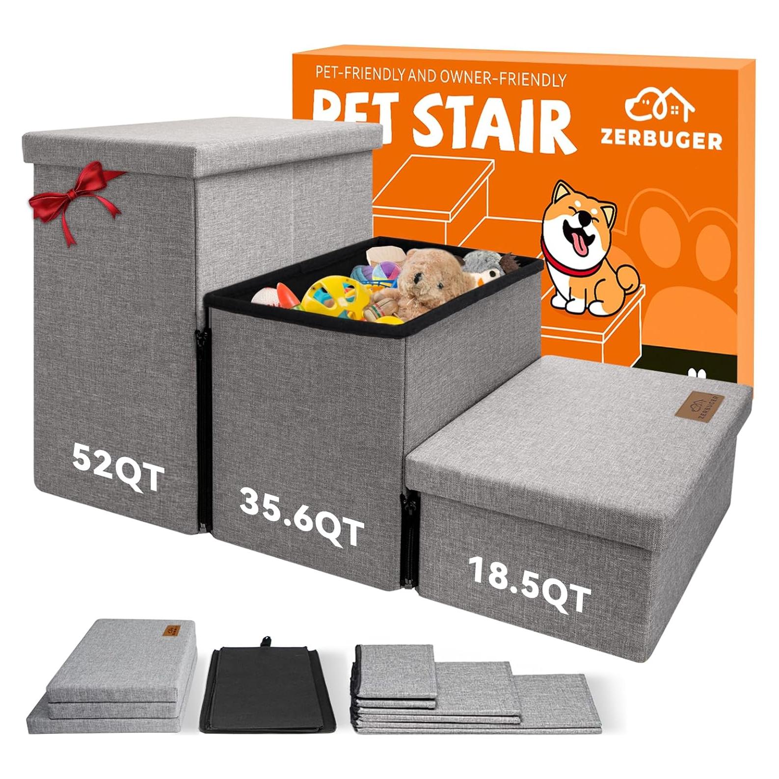 Escaleras para Perros Zerbuger 3 Pasos Plegables 76.2 cm Gris