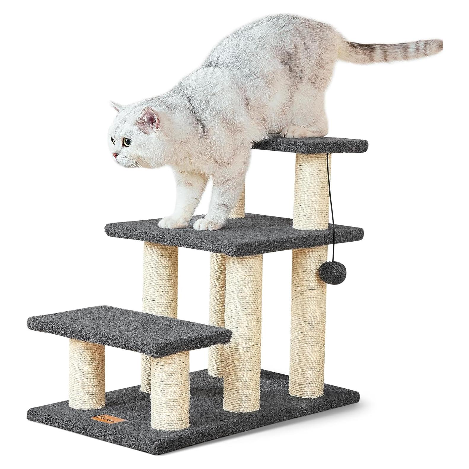 Escalera para Mascotas Pawque 3 Pasos Gris Soporta 68 kg