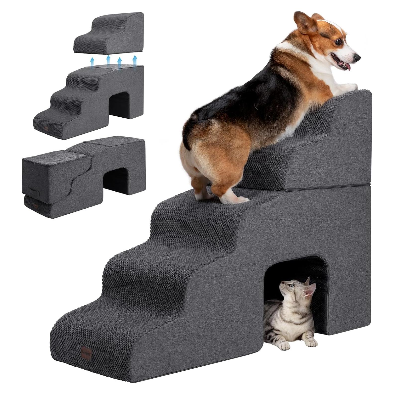 Escalera para Perros Garnpet 5 Pasos Antideslizante Gris