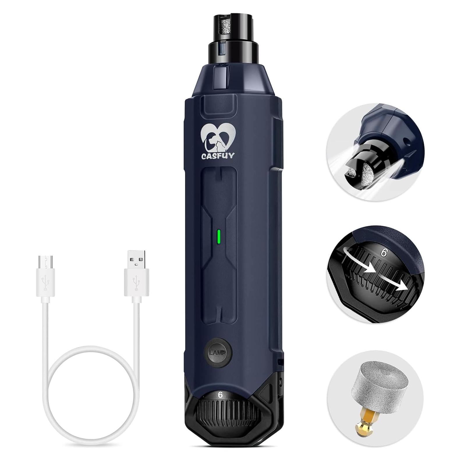 Molinillo de Uñas Eléctrico Casfuy Azul 6 Velocidades Recargable