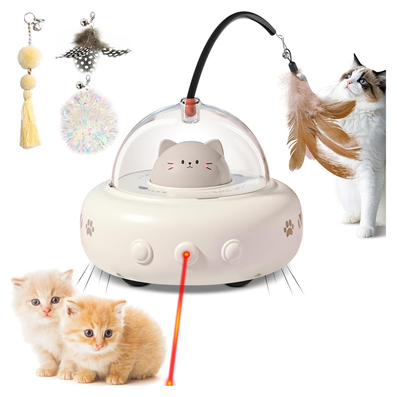 Juguete Interactivo para Gatos Simxihong 2 en 1 Laser y Plumas