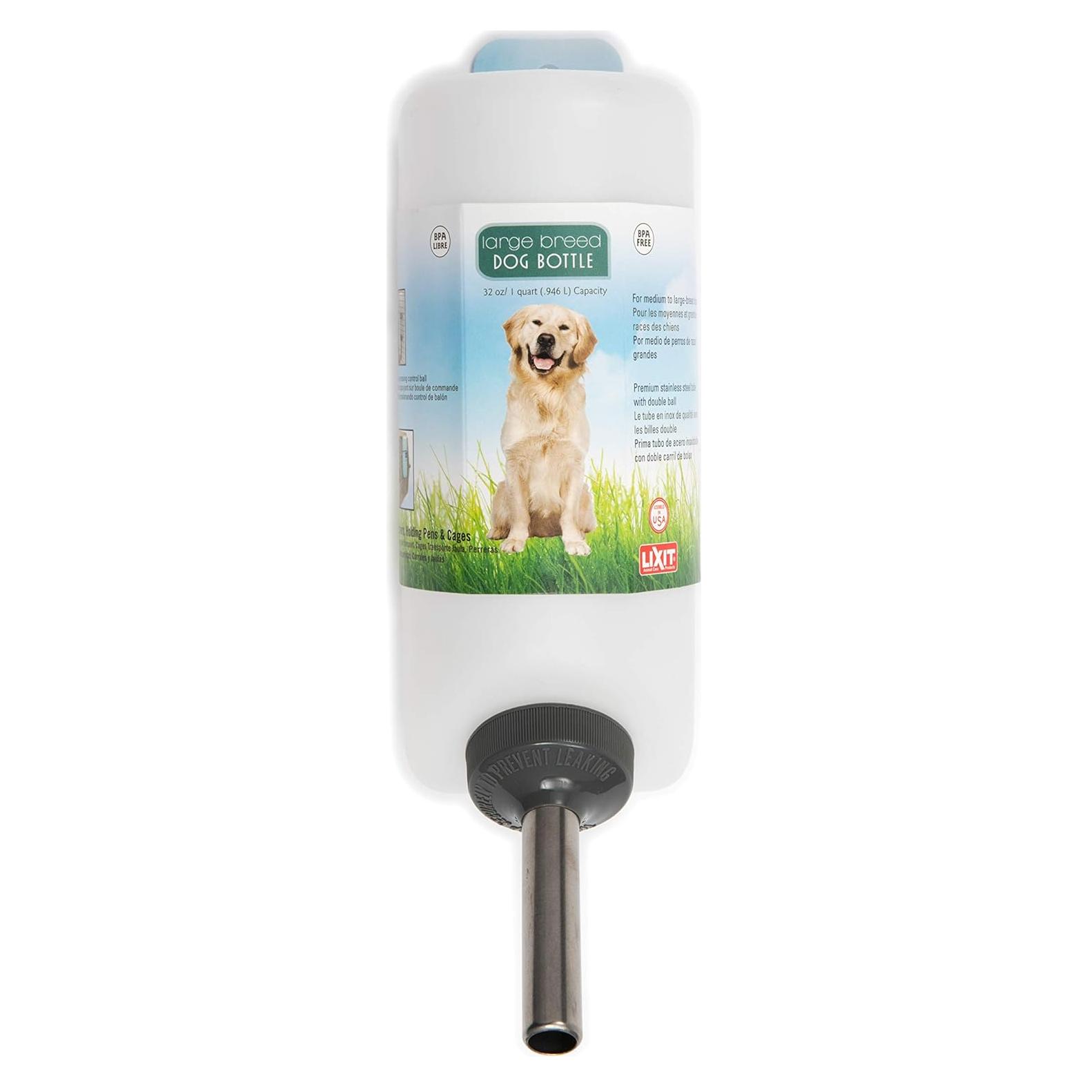 Botella de Agua Lixit 32oz para Perros Grandes y Pequeños - Blanca