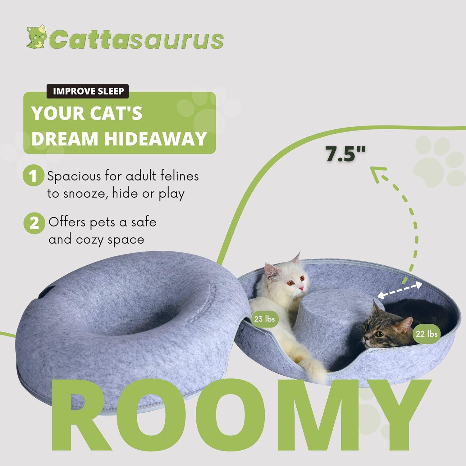 Cueva para Gatos CATTASAURUS Peekaboo Grande Gris Claro