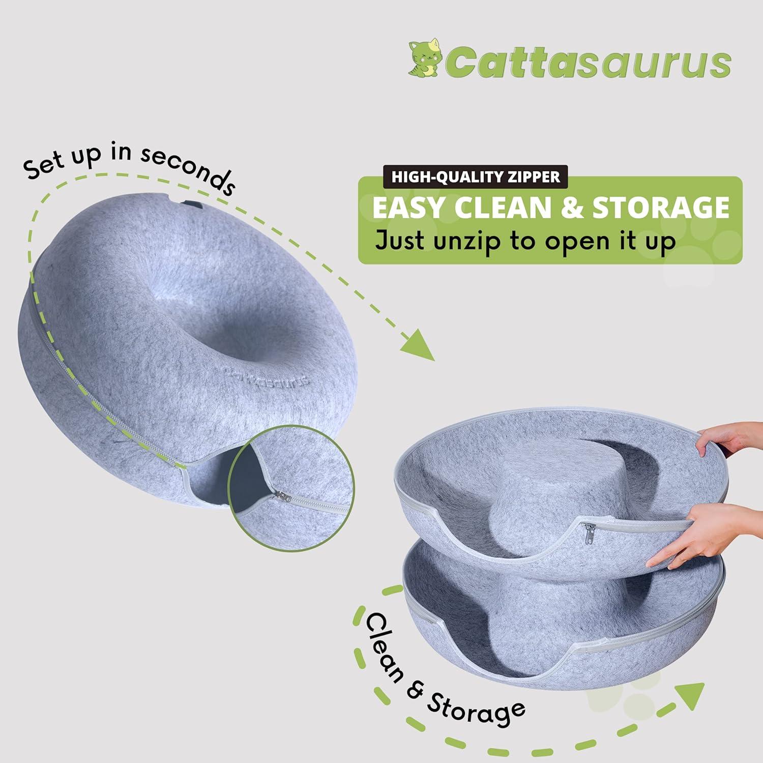 Cueva para Gatos CATTASAURUS Peekaboo Grande Gris Claro