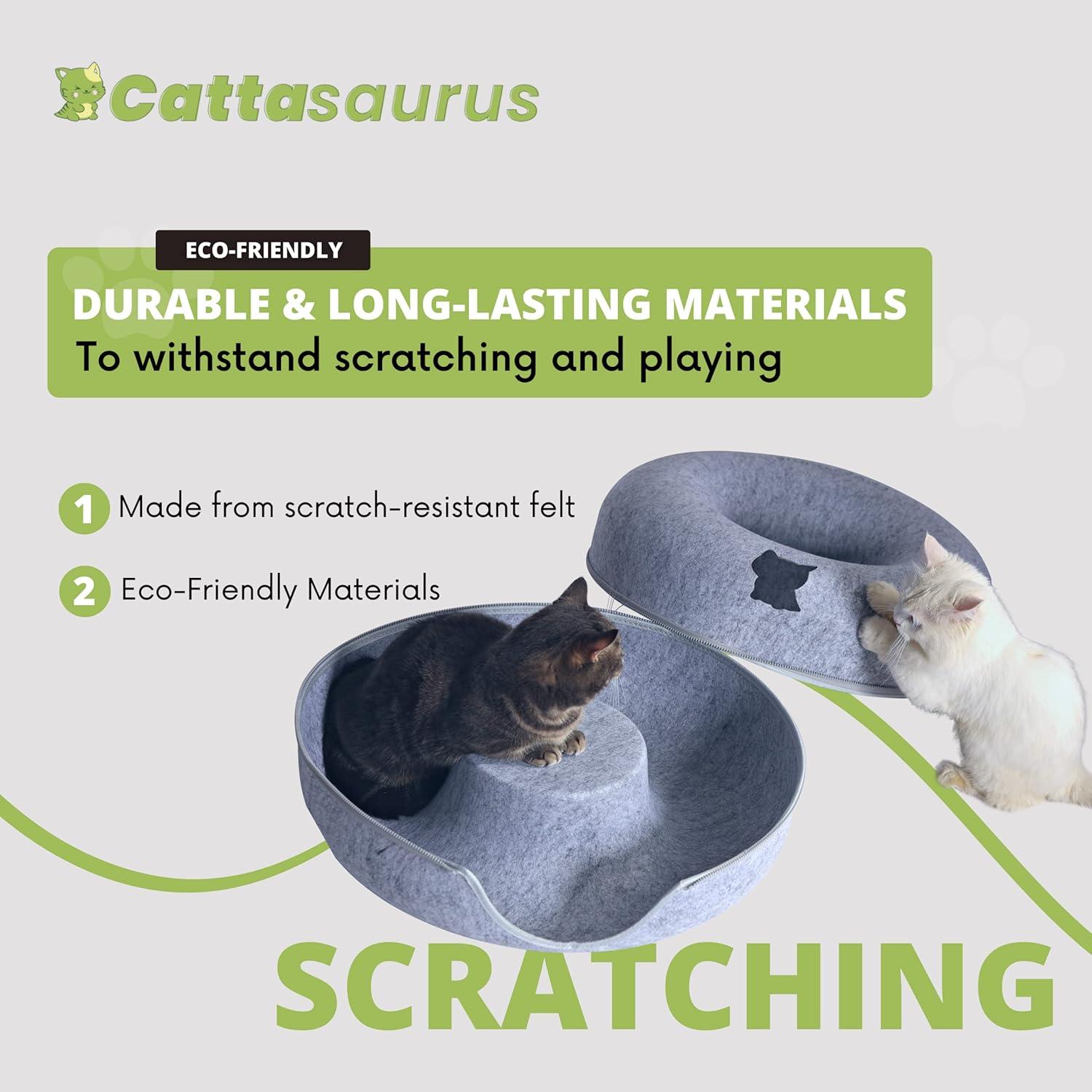 Cueva para Gatos CATTASAURUS Peekaboo Grande Gris Claro