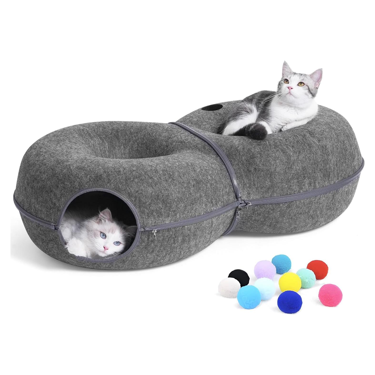 Cama túnel grande para gatos LovIntry gris oscuro L 96.5x61x27.9cm