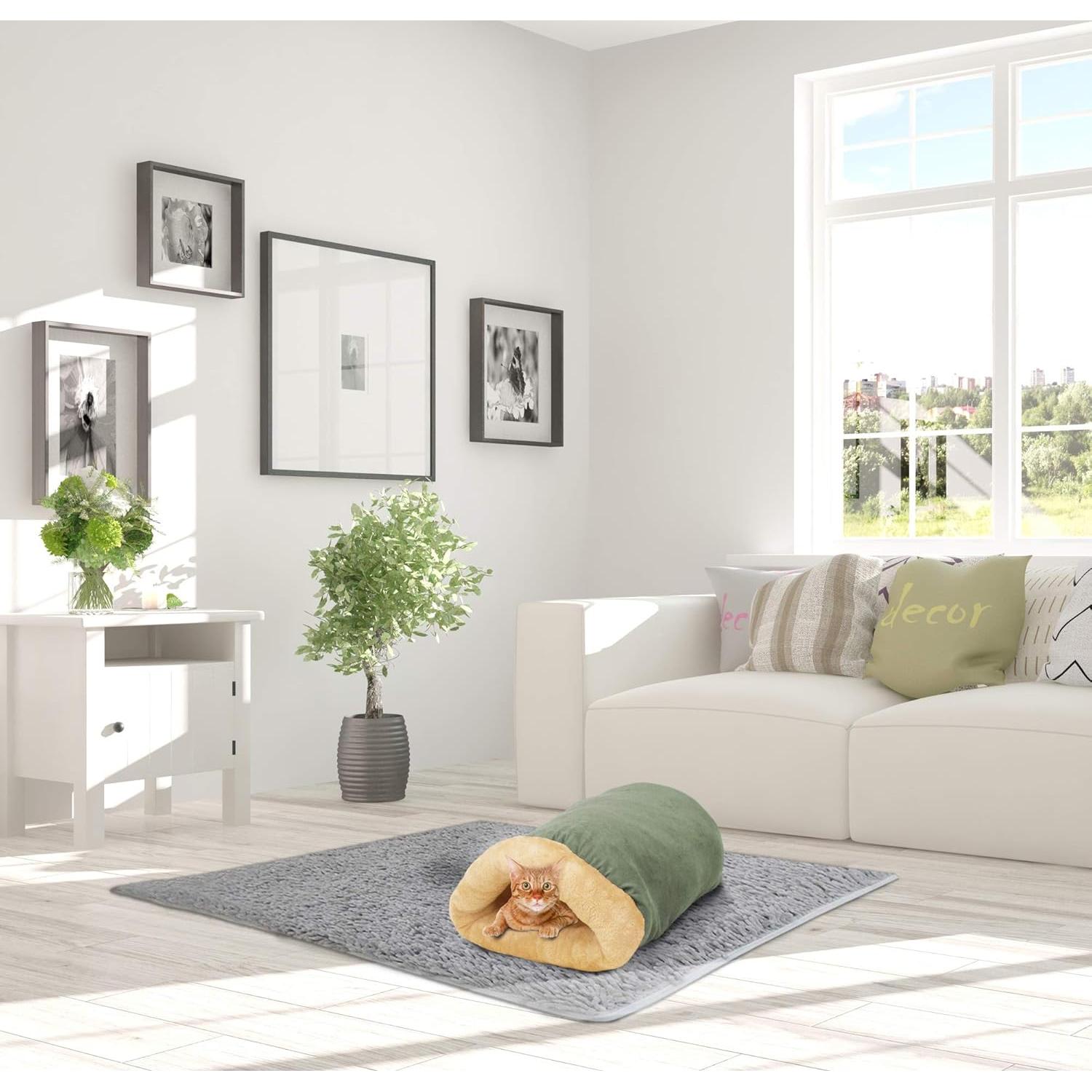 Cama para Gatos 4 en 1 GOOPAWS Autocalentable Verde Salvia