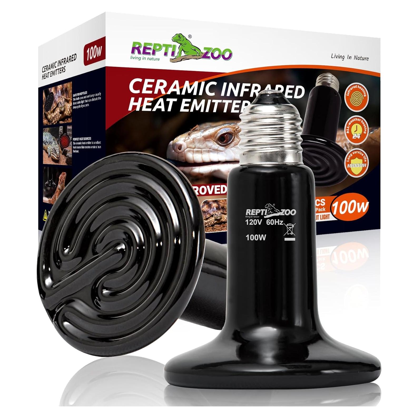 Lámpara de Calor Cerámica REPTI ZOO 100W 2 Pack para Reptiles