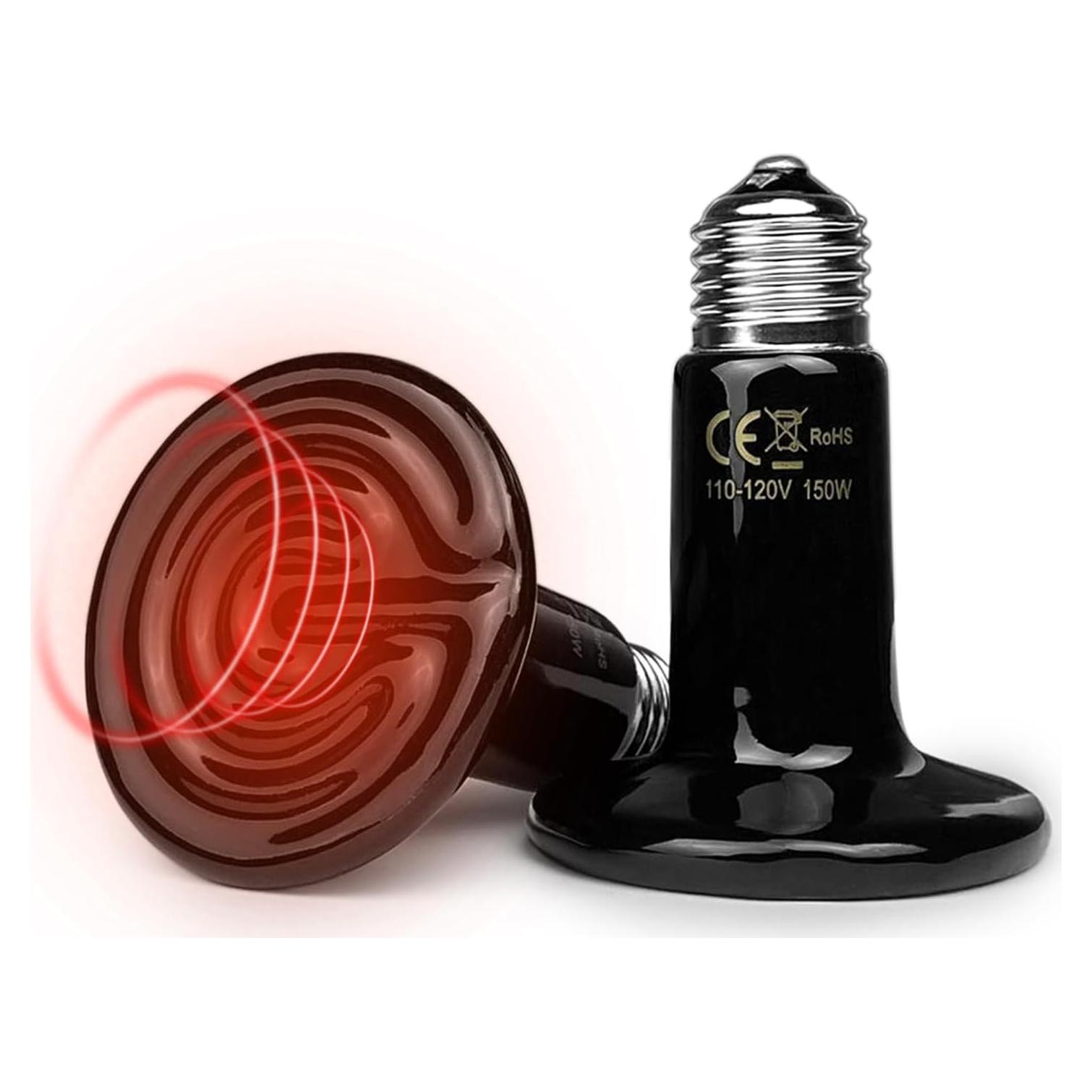 Emisor de Calor Cerámico 150W E26 para Reptiles - Paquete de 2