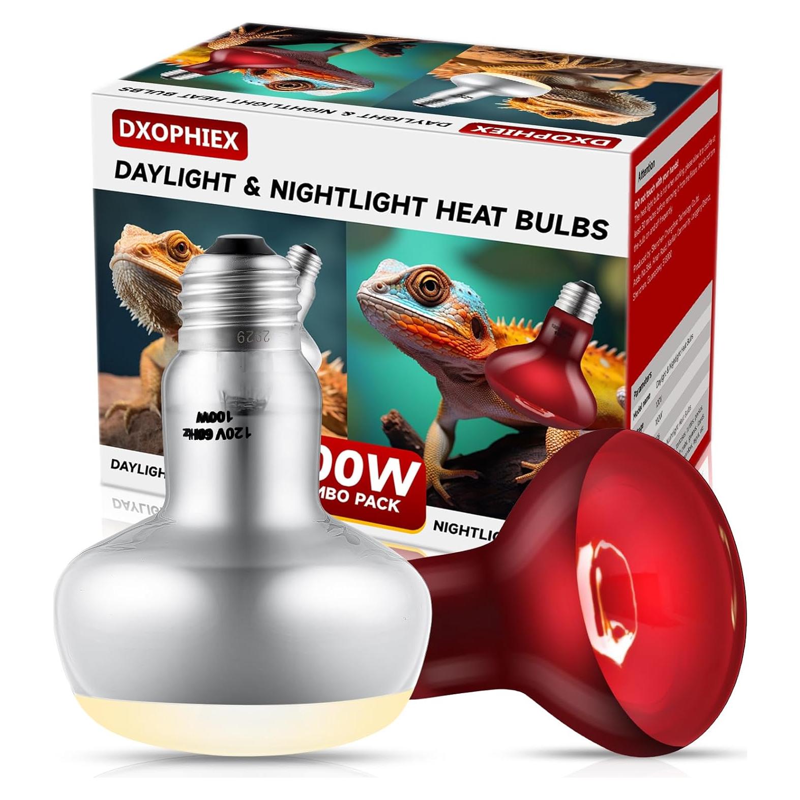 Paquete de 2 Bombillas de Calor para Reptiles 100W DXOPHIEX