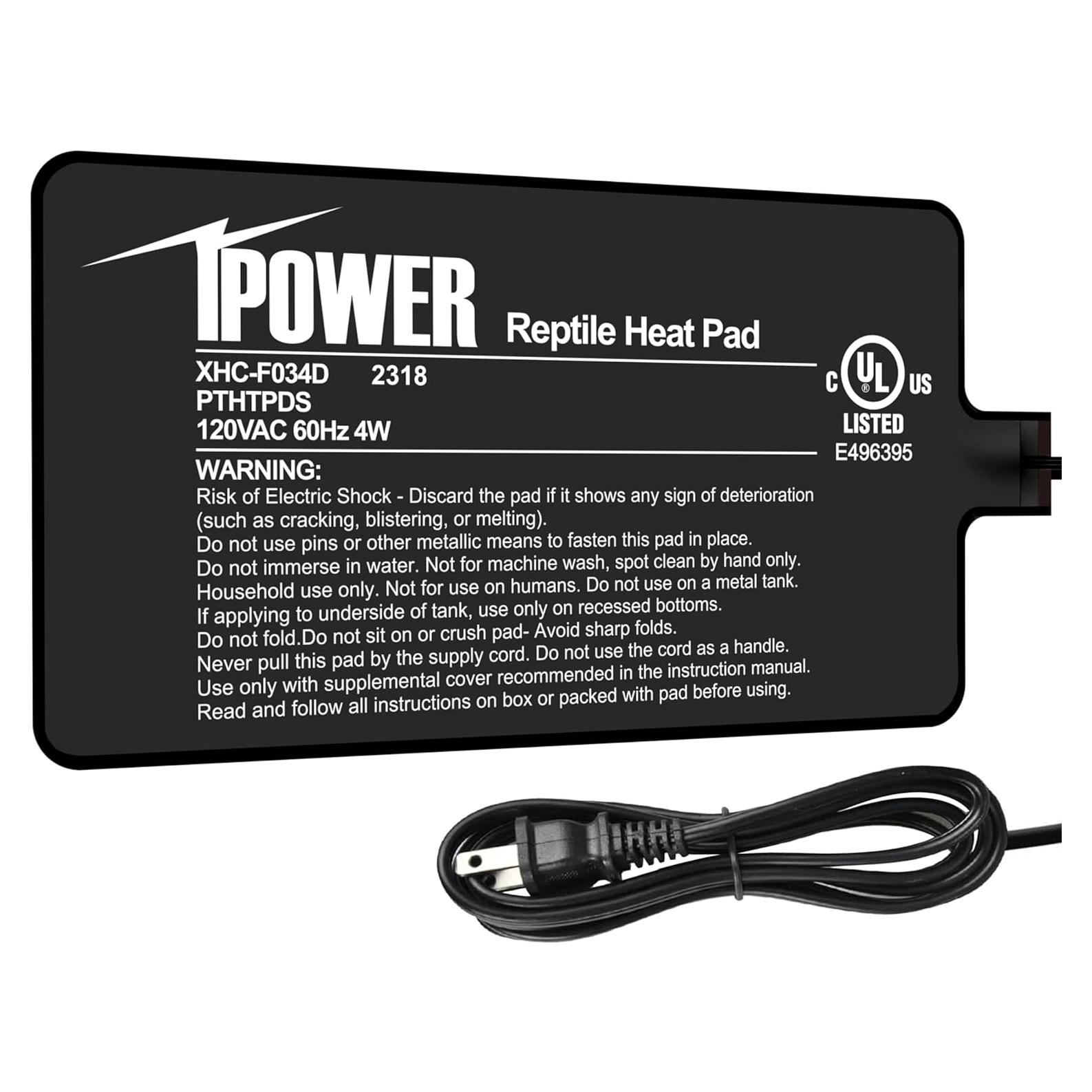 Almohadilla Térmica iPower 10x18 cm 4W para Reptiles