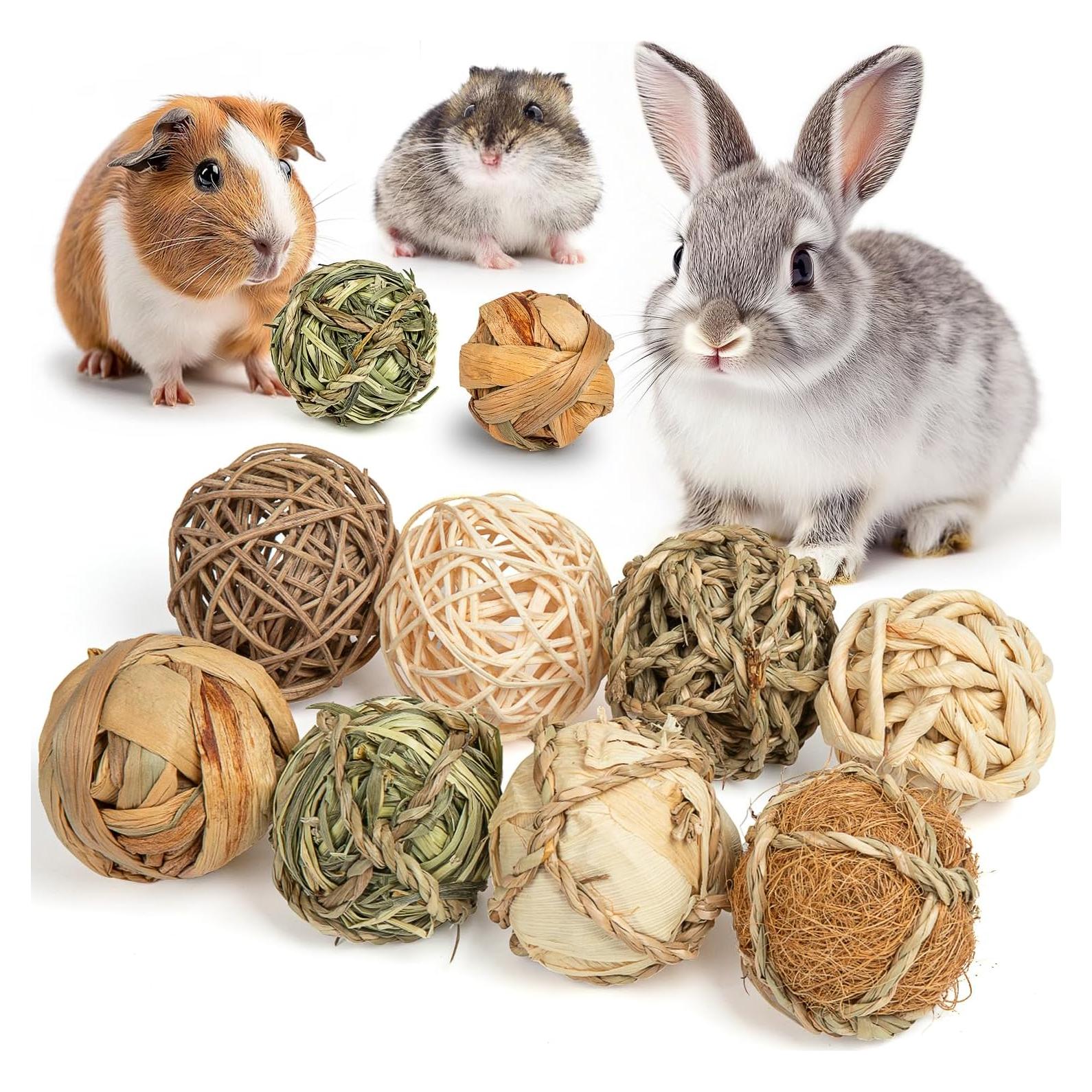 Juguetes para Conejos Sofier 8 Pcs Bolas de Hierba Naturales