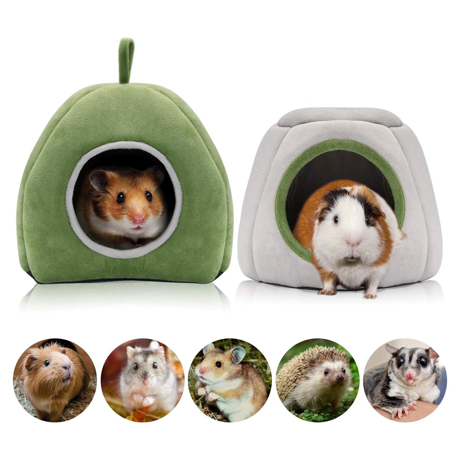 Cama para Cobayas YUEPET 2 Piezas - Refugio Lavable Verde y Gris