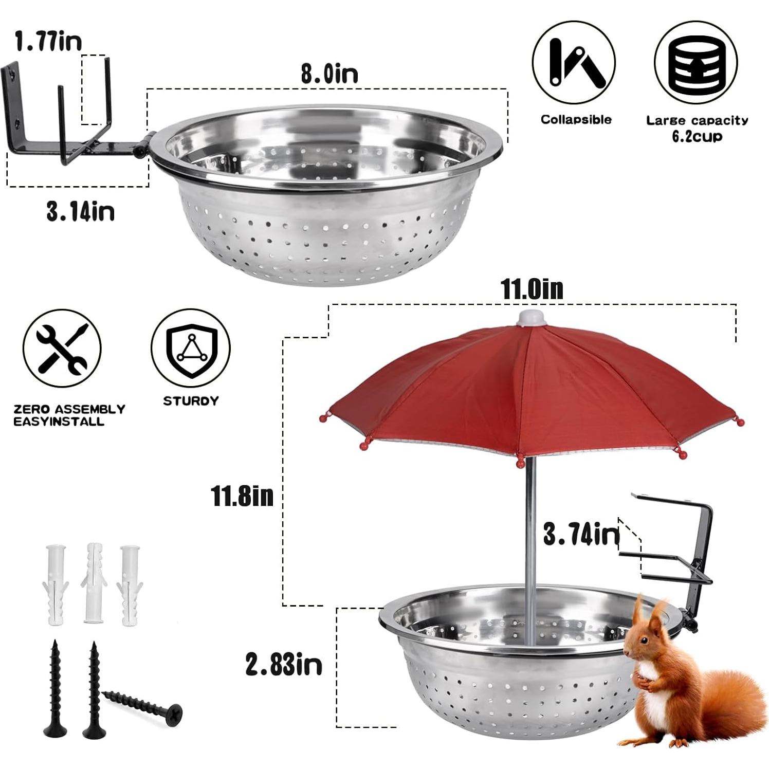 Comedero de Metal para Ardillas Dealsgogo - 1.47L, Plegable