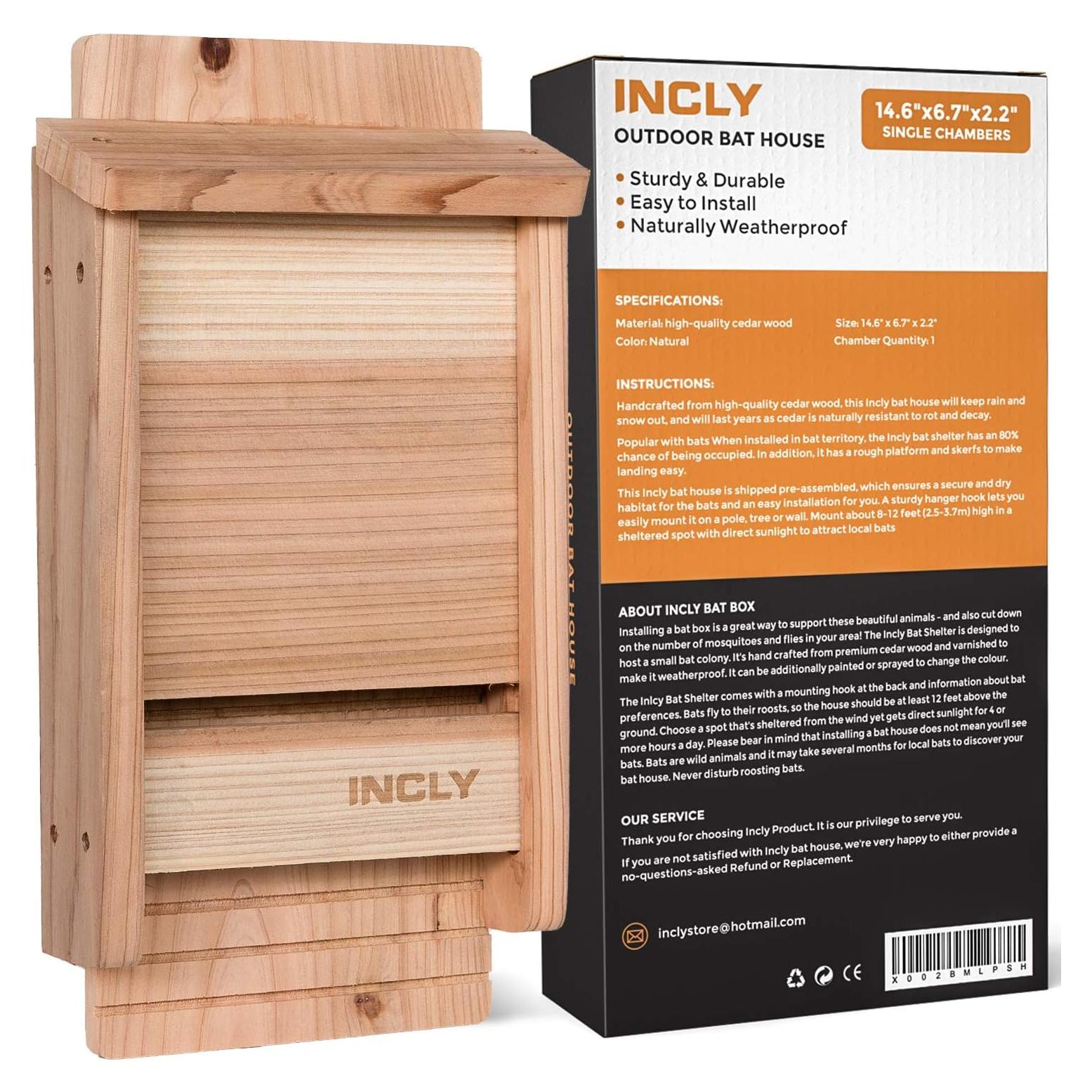 Casa Refugio para Murciélagos INCLY de Madera de Cedro 37.1cm