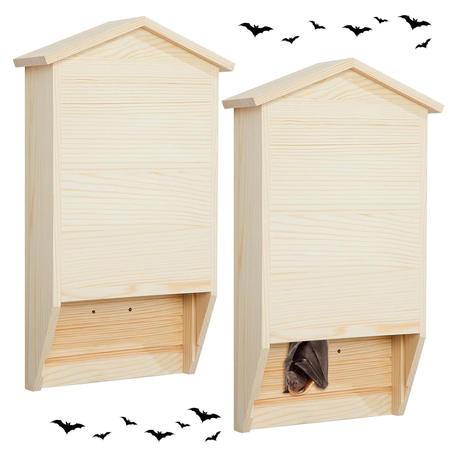 Casa de Murciélagos de Madera Wenqik - Doble Cámara 39.5x23x8cm