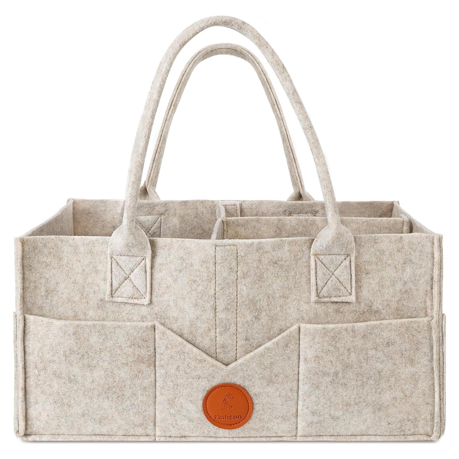 Organizador de Pañales Maliton de Fieltro Caqui 23x38x18 cm