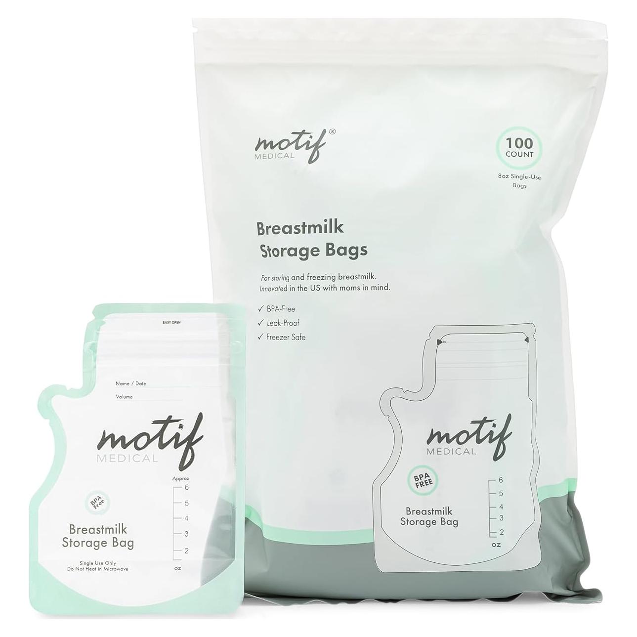 Bolsas de Almacenamiento de Leche Materna Motif Medical 170g - 100 Unidades