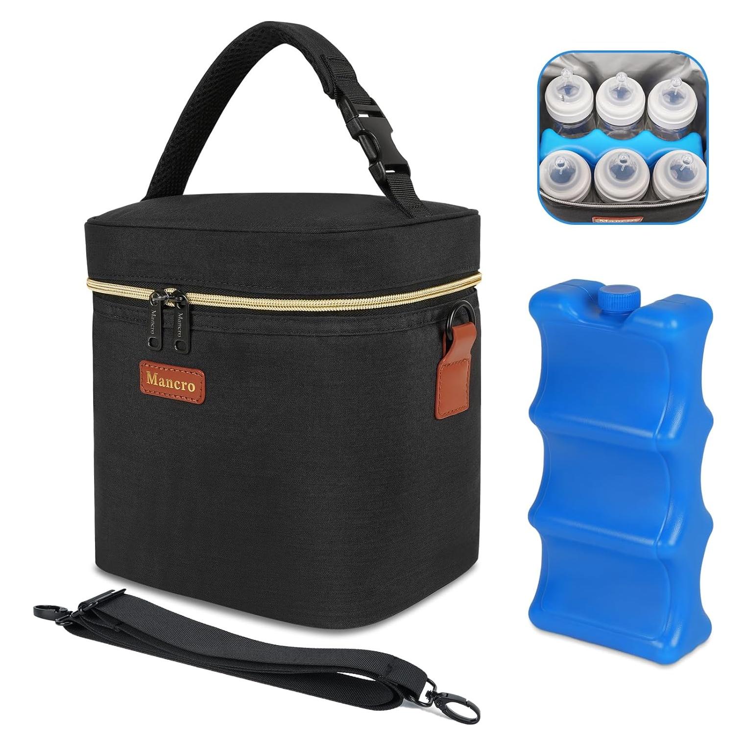 Bolsa de Enfriamiento de Leche Materna Mancro Negra 6 Botellas