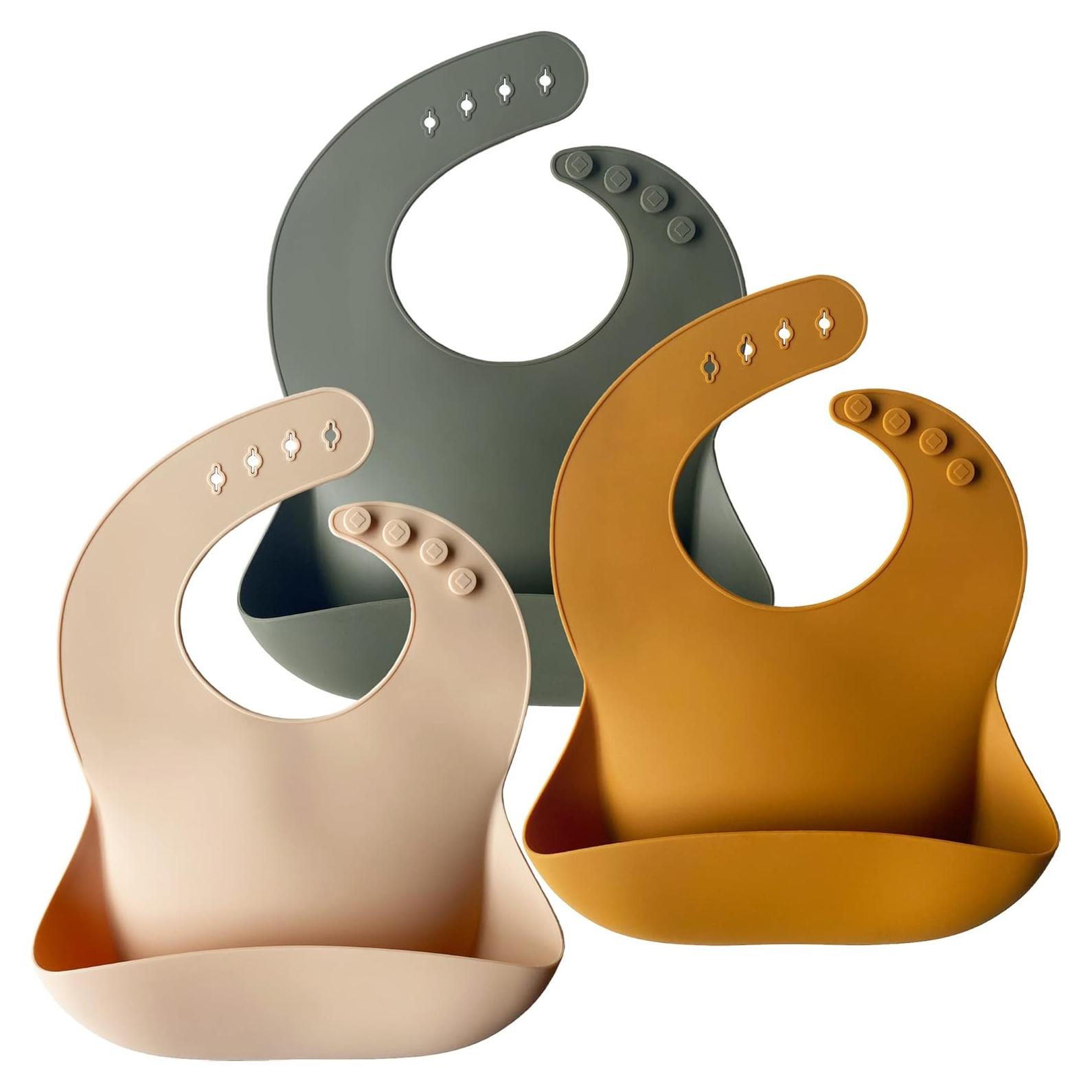 Conjunto 3 Baberos Silicona Moonkie Libre BPA Ajuste Suave