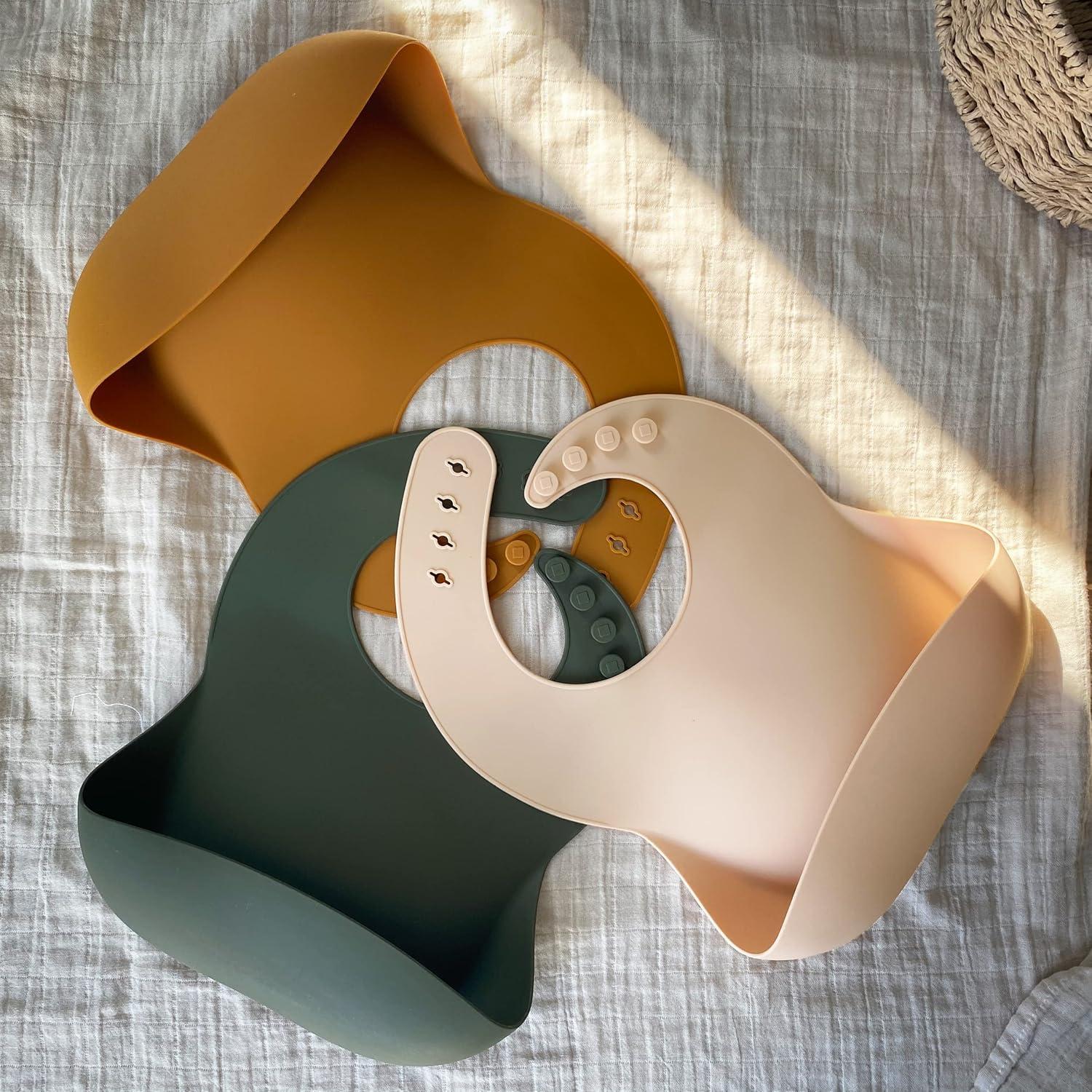 Conjunto 3 Baberos Silicona Moonkie Libre BPA Ajuste Suave