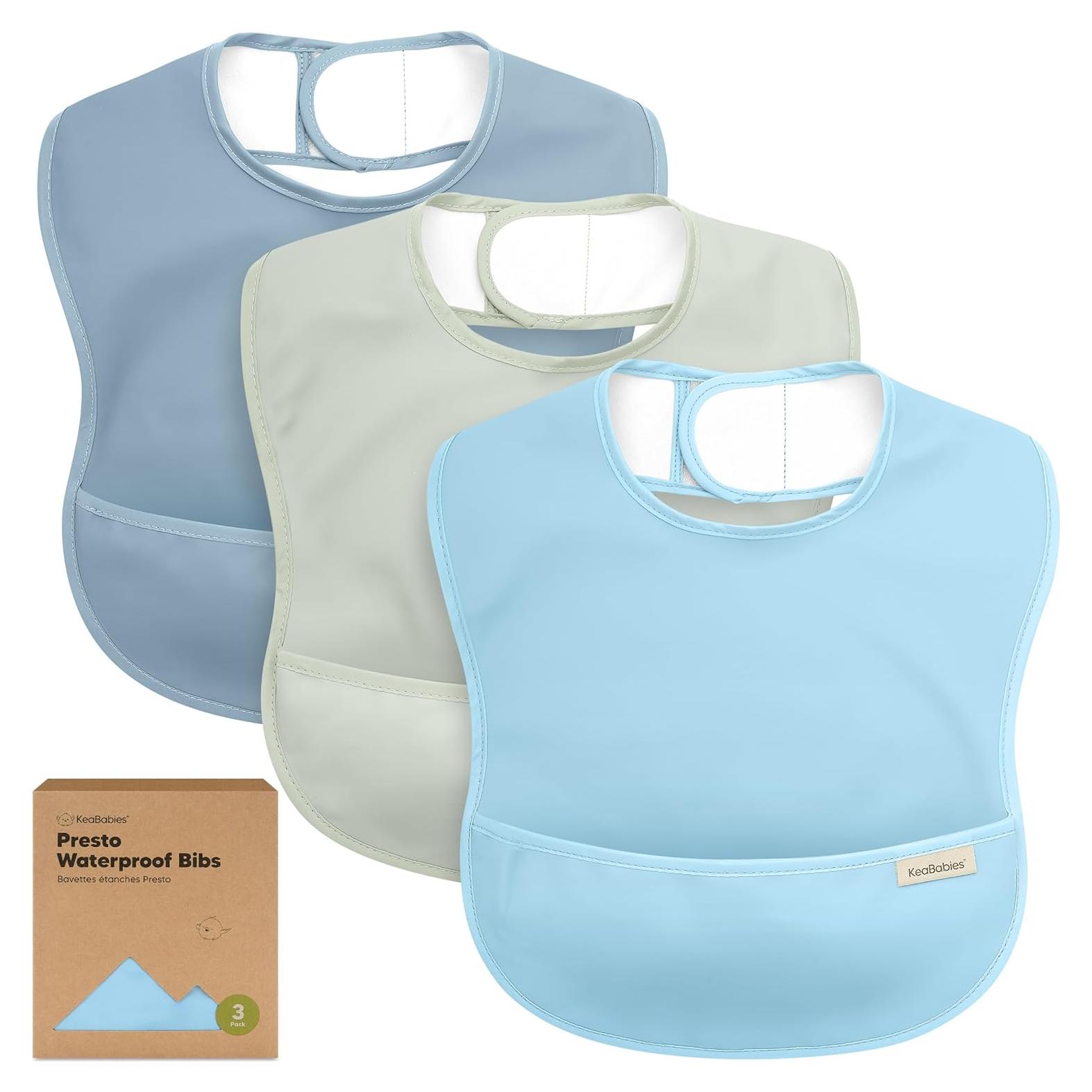 Baberos Impermeables KeaBabies Presto 3-Pack para Bebés