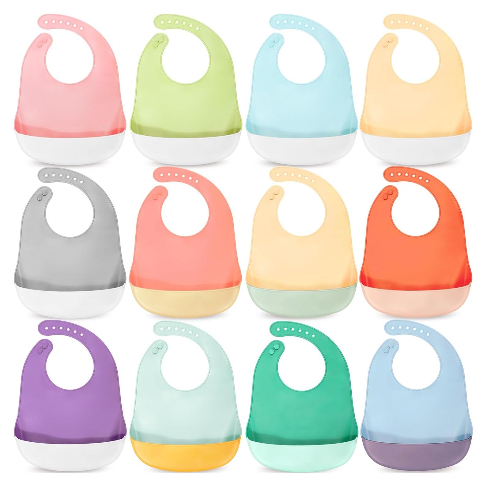 Baberos de Silicona Mepase Impermeables 12 Colores Ajustables