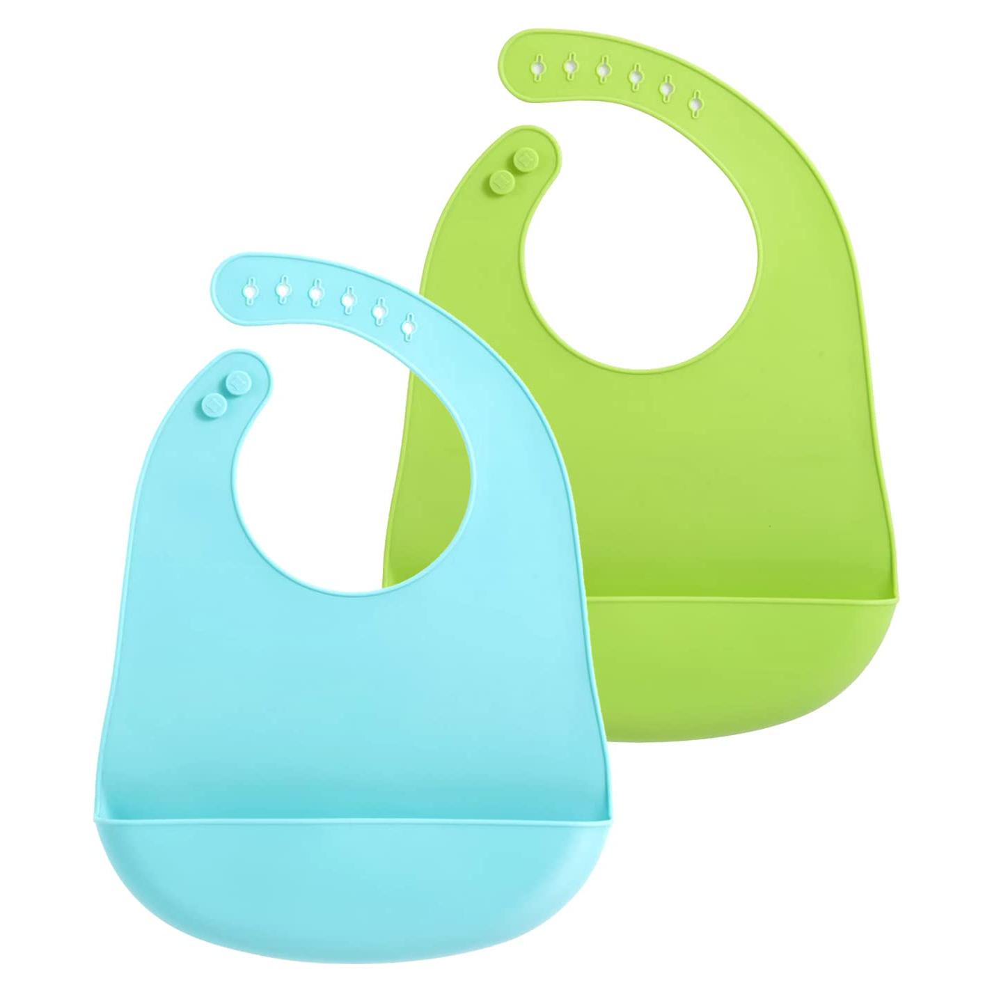 Baberos de Silicona PandaEar 2 Pack Ajustables Unisex 100% Suave