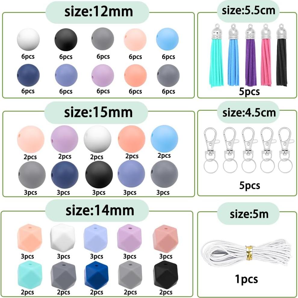 121 Perlas de Silicona Vellibring para Manualidades DIY Multicolor