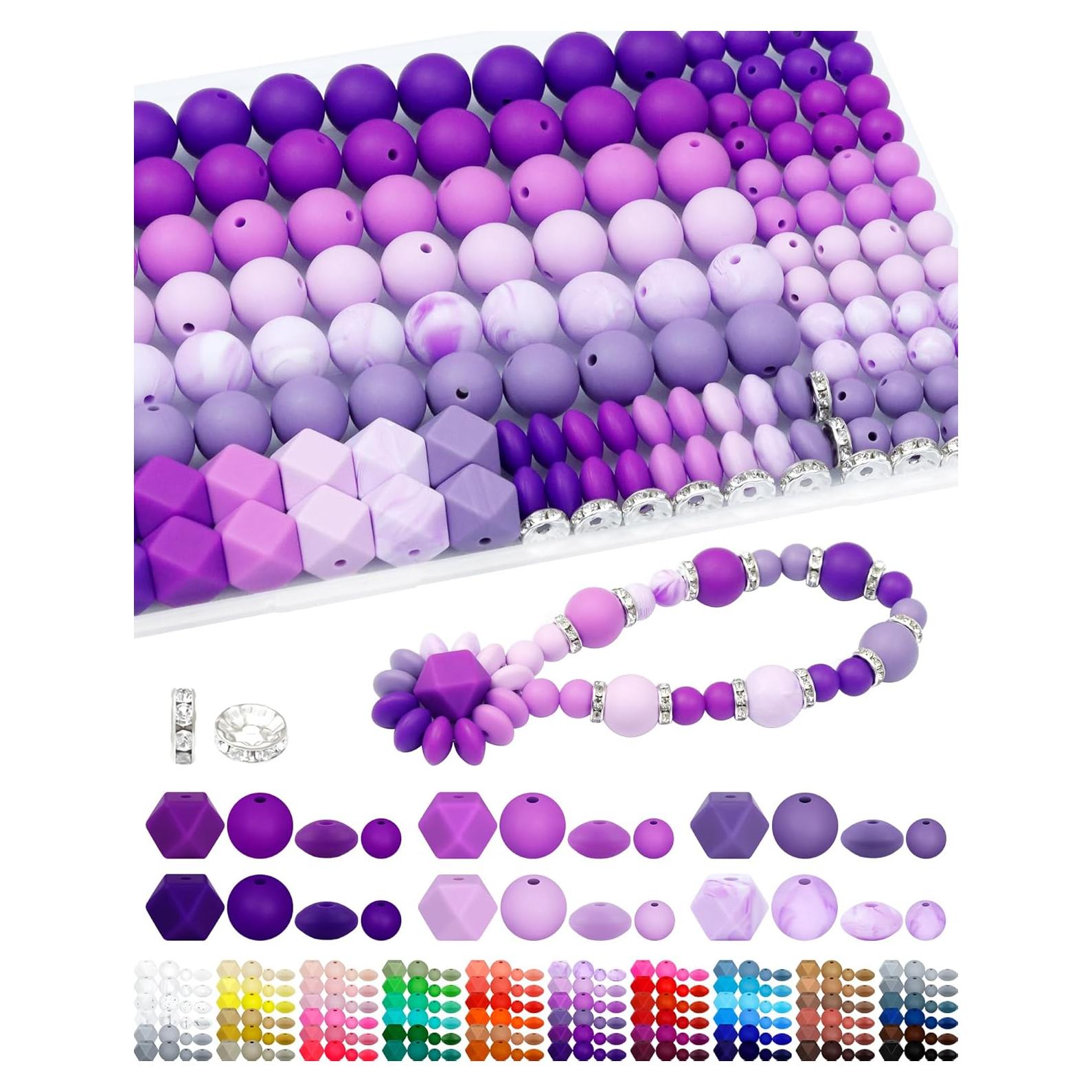 172PCS Perlas de Silicona FIVEIZERO para Manualidades Morado