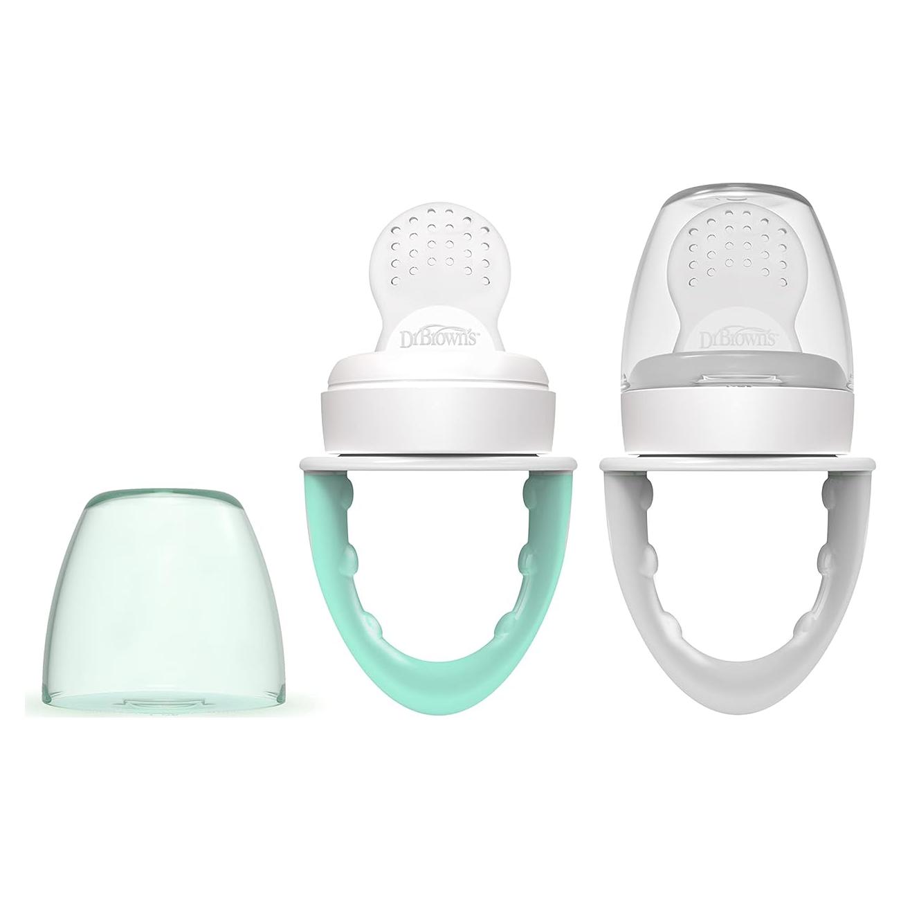 Alimentador de Silicona Dr. Brown's Fresh Firsts 2 Piezas Menta y Gris