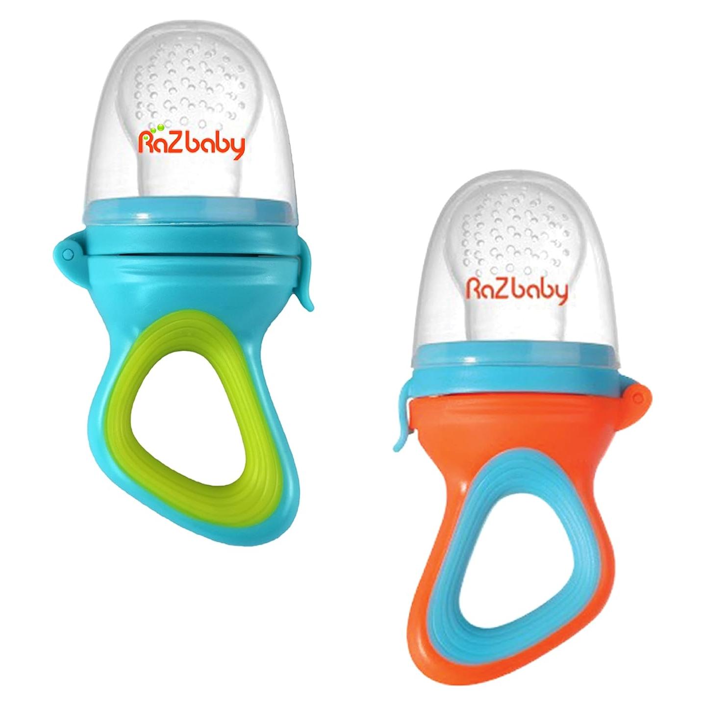 Alimentador de Sólidos RaZbaby 2 Piezas Azul y Naranja - Libre de BPA