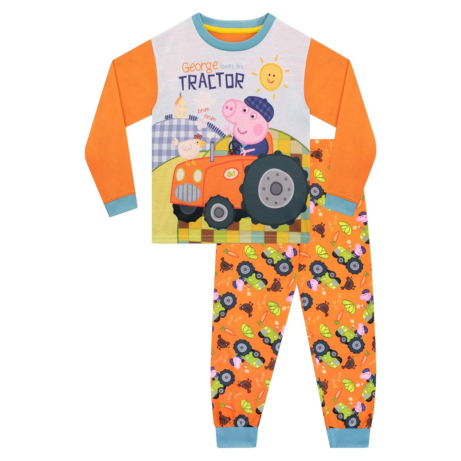 Pijamas George Pig para niños con tractor naranja 5 años