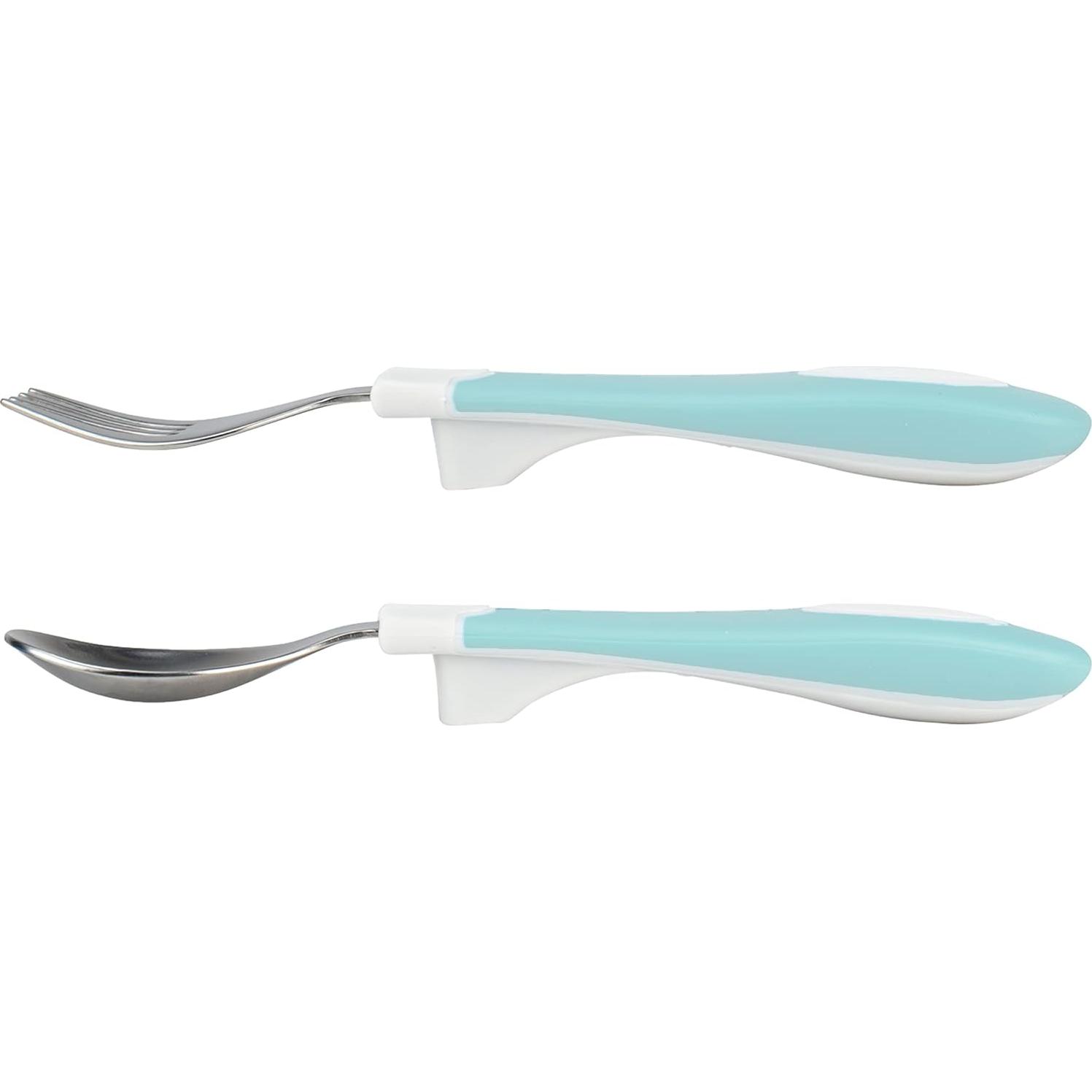 Juego de Cuchara y Tenedor para Bebés Dr. Brown's Teal 12m+