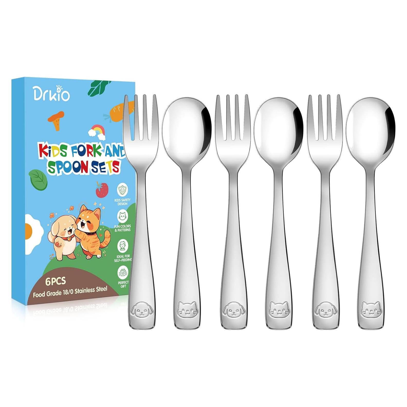 Set de Cubiertos para Niños DRKIO - 6 Piezas Acero Inoxidable
