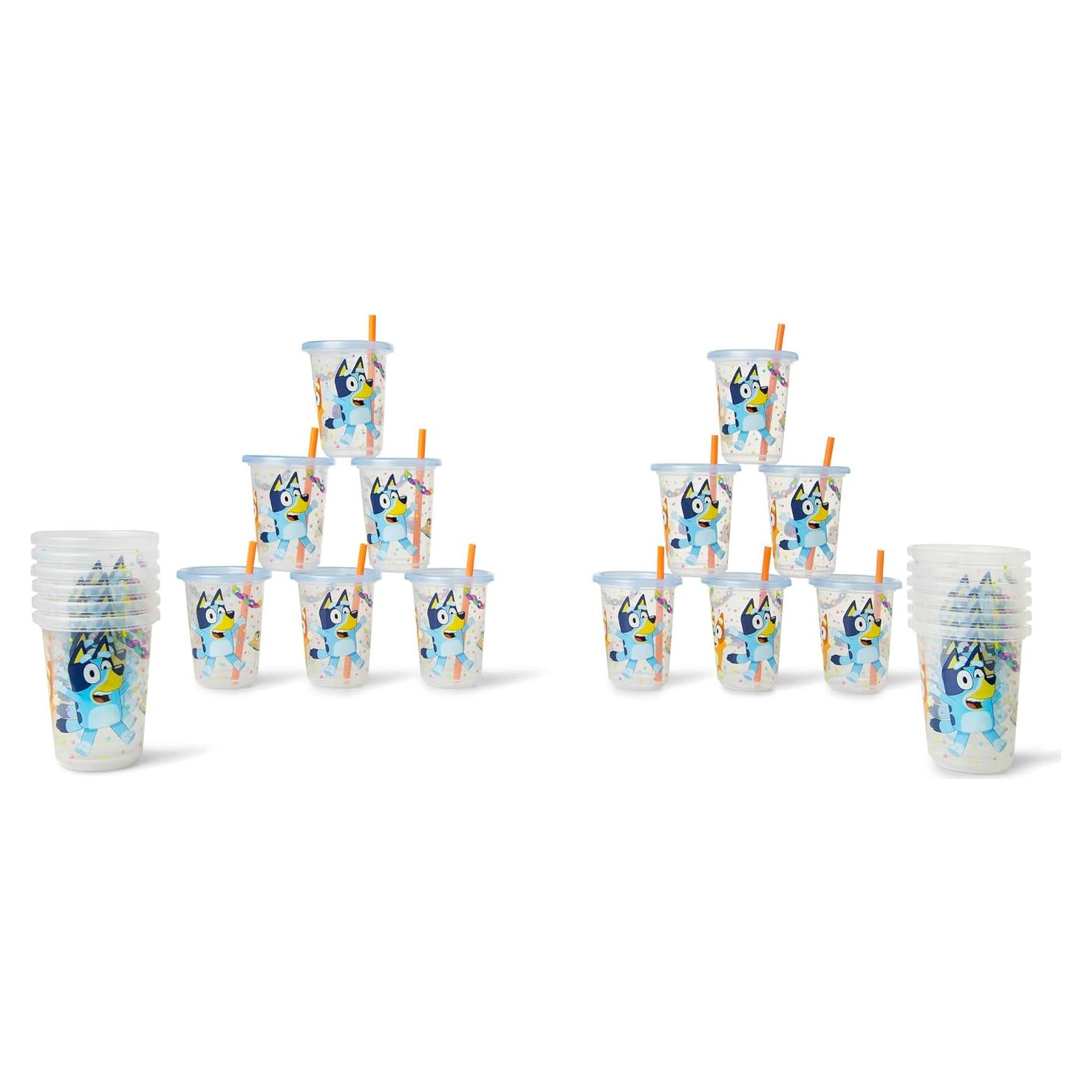 Tazas de paja Bluey Take & Toss - 24 unidades a prueba de derrames