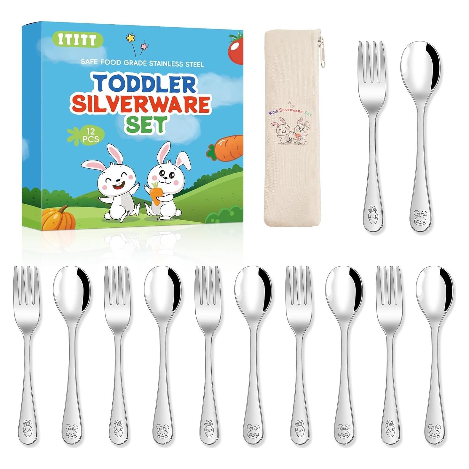 Set de Cubiertos para Niños ITITT - 12 Piezas de Acero Inoxidable