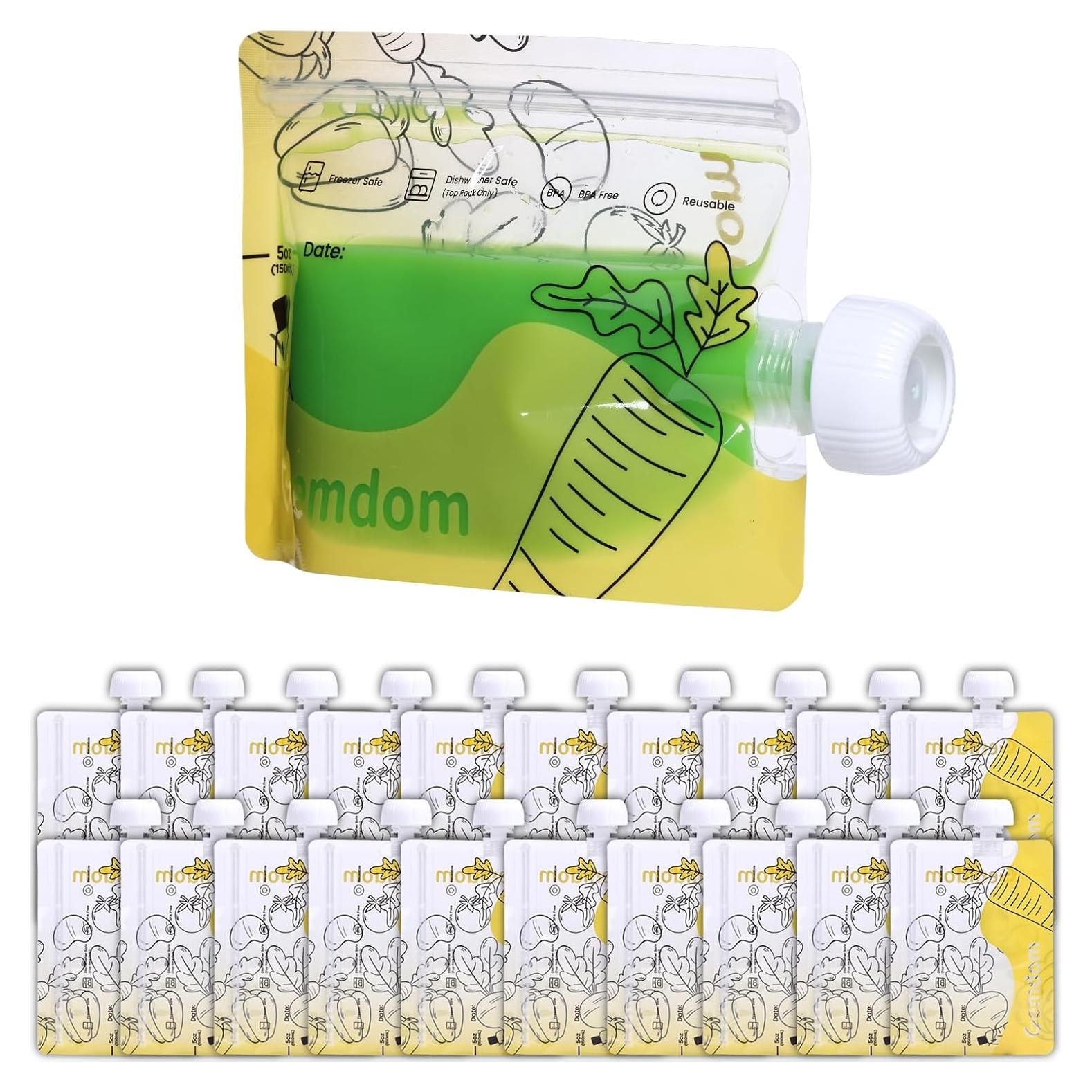 20 Bolsas Reutilizables para Comida Bebé Gemdom 150ml BPA Libre