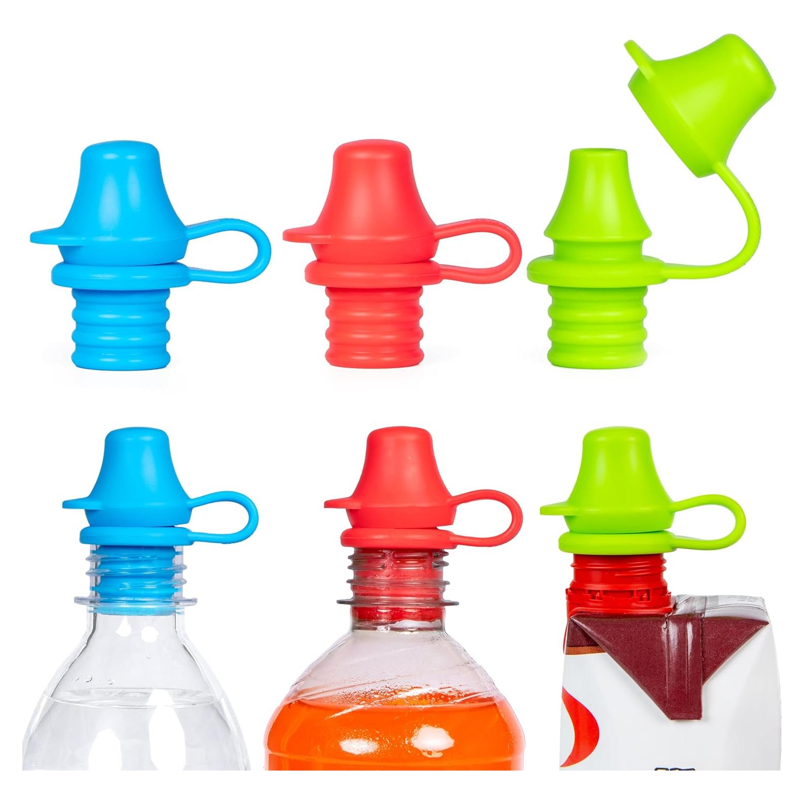 Tapa de Botella a Prueba de Derrames Kiddikap - Silicona 100% - Paquete de 3