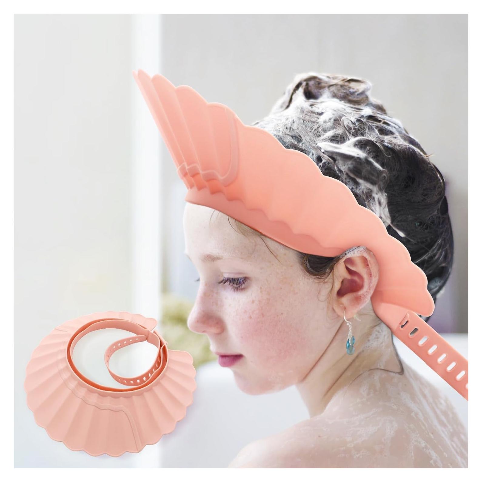 Gorro de Ducha para Bebé Rosa Ajustable Silicona Segura