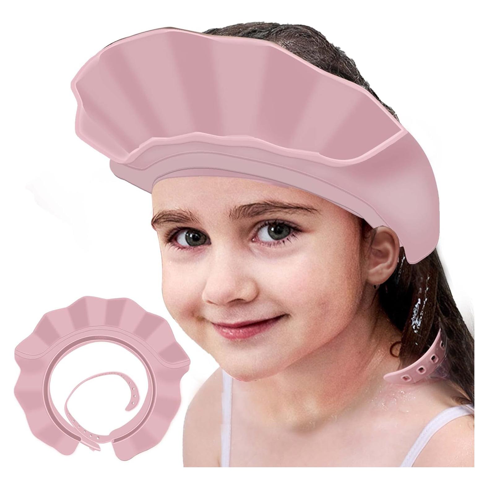 Gorro de Ducha para Bebés KOMIDK de Silicona Ajustable Rosa