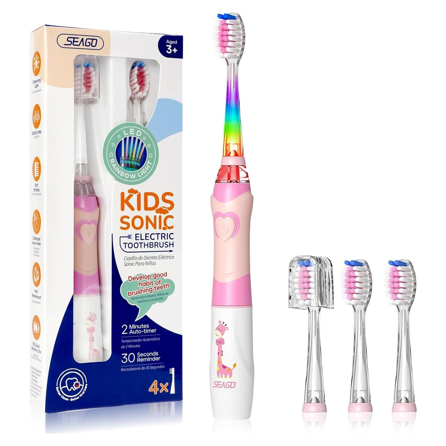 Cepillo de Dientes Eléctrico SEAGO SG-977 para Niños Rosa
