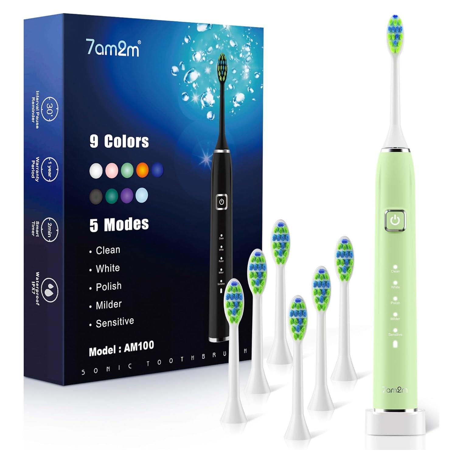 Cepillo de dientes eléctrico 7AM2M Sonic con 6 cabezales
